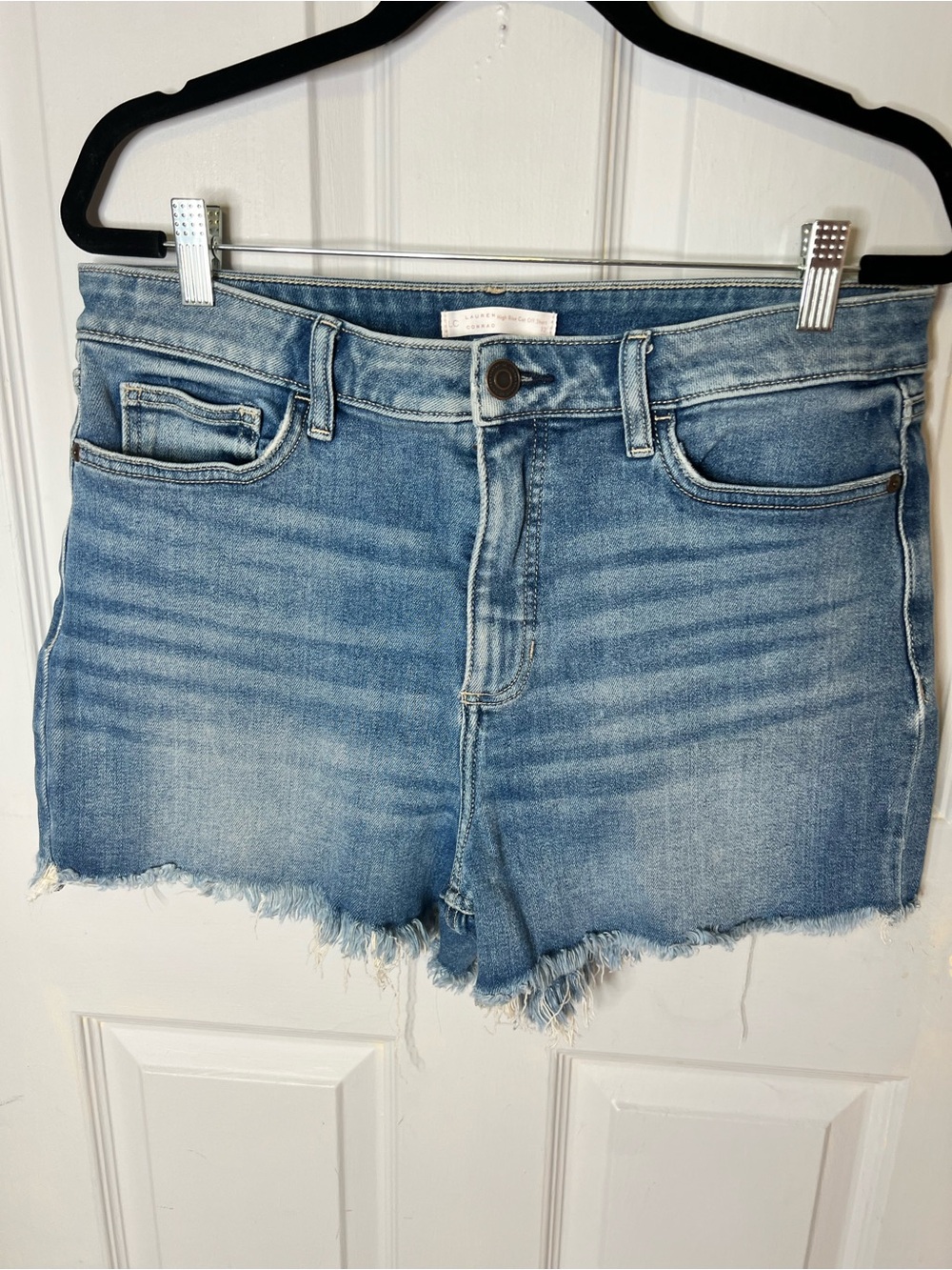 LC Lauren Conrad Medium Blue Denim High-Rise Cut-Off Shorts